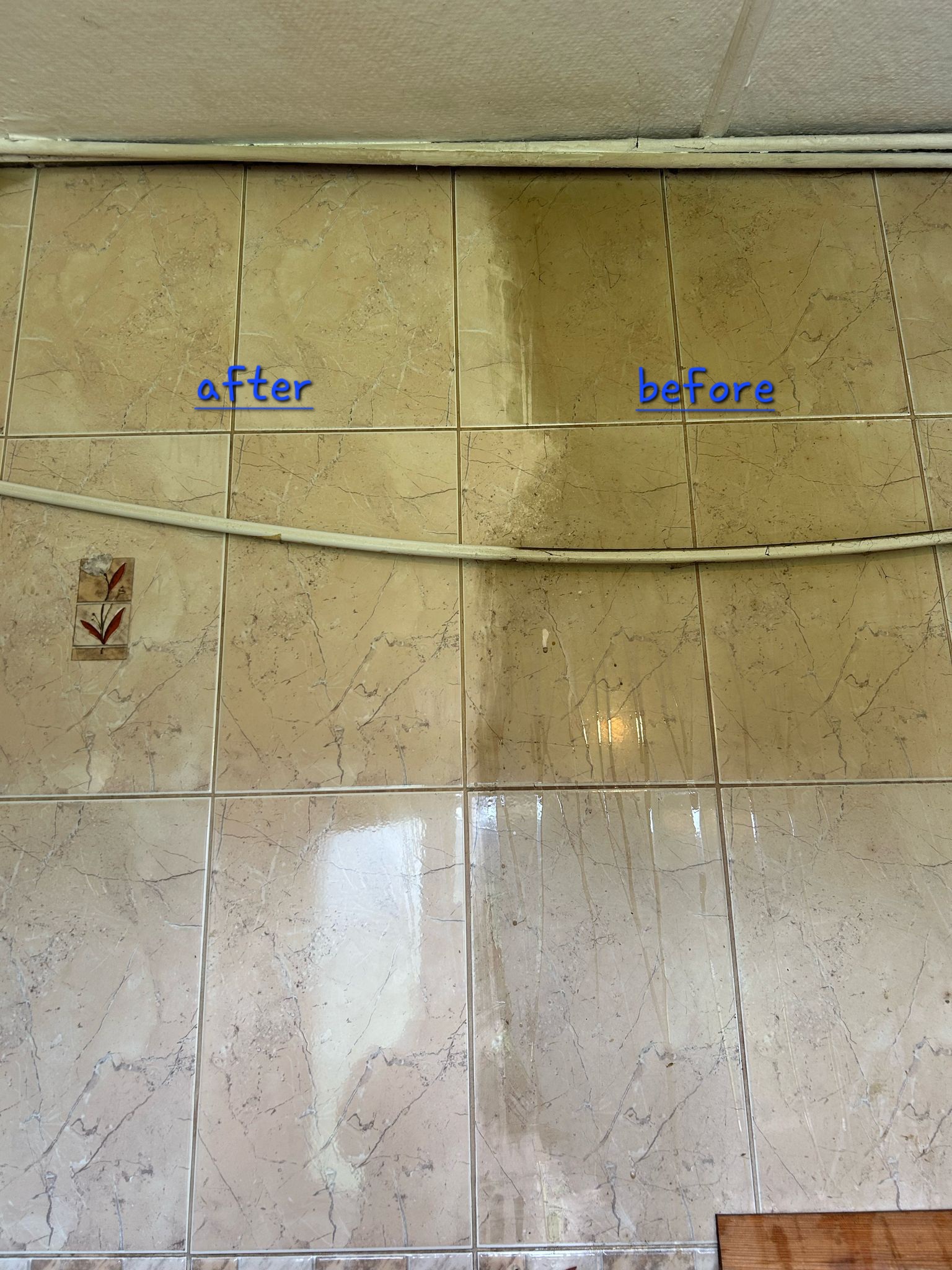 Before and after tile deep cleaning transformation