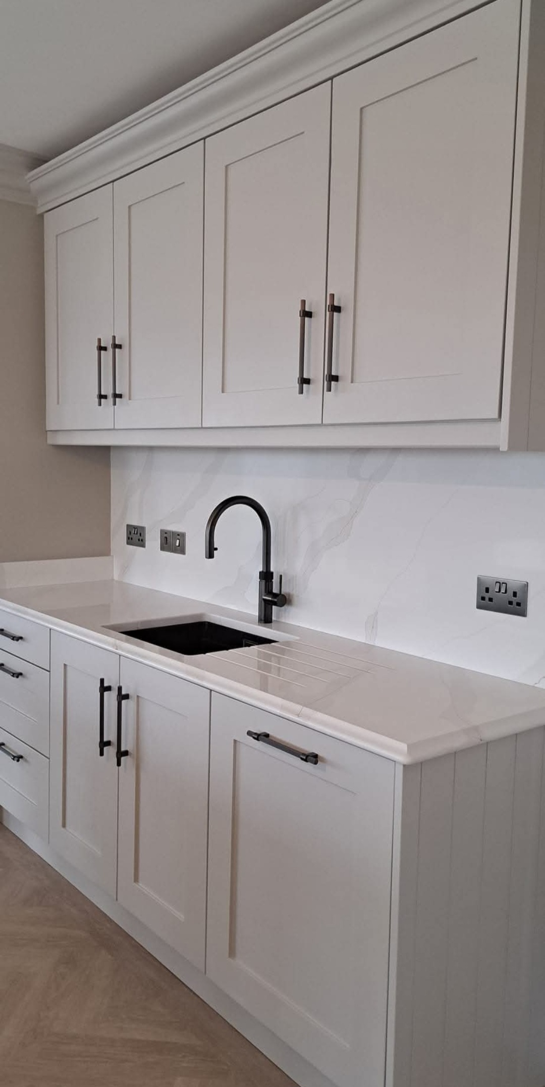 Professional kitchen cleaning services showing spotless countertops and appliances